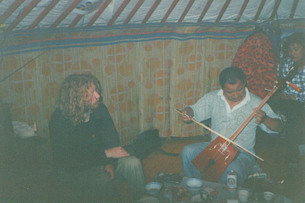 D Tsogbadrakh playing the Morin Khuur in his city Ger