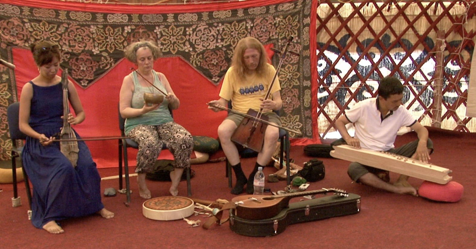 Recording Session creating a new piece in the Chung Boz-ooi Big Yurt